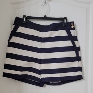 H&M Size 12 Navy Blue and Ivory Striped Sailor Style Shorts, Gently Used Cond.
